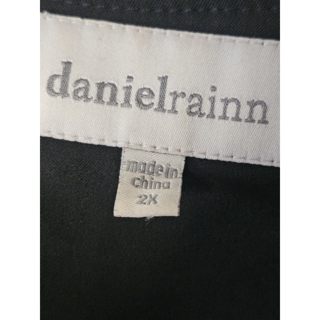 Daniel Rainn Black Jacket Coat Gold Zipper Pockets Silk Leopard Lining Size 2X