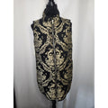 Chico's Reversible Jacquard Vest Gold/Black Zip Front Soft Velvet Inside Large
