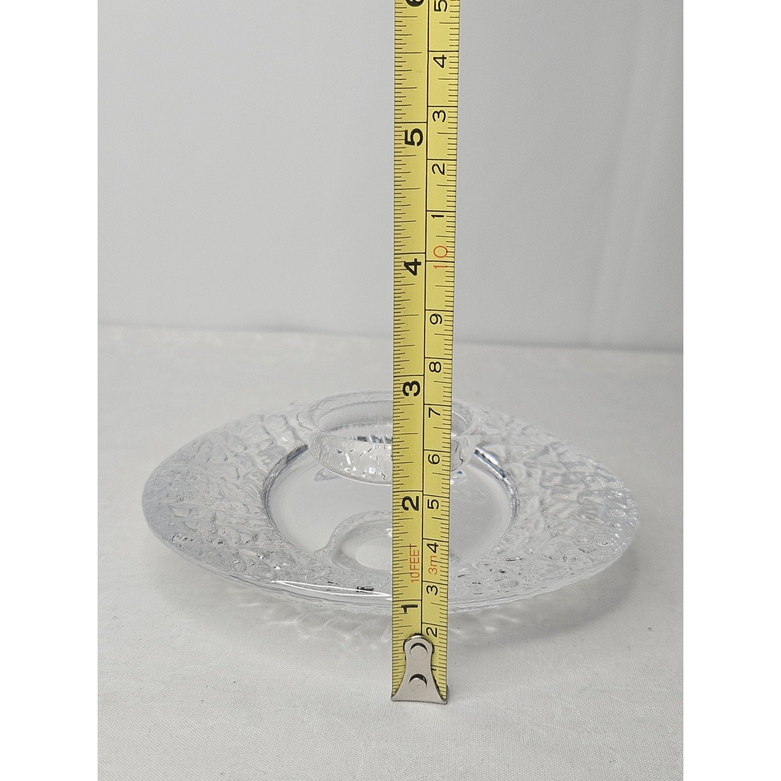 Vintage ORREFORS 5" Clear Candle Holder Glass Discus Votive Lars Hellsten Sweden