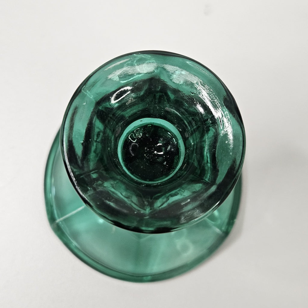 Vintage Indiana Glass Green Candlestick Holders 4.25" Pair Mid-Century Holiday