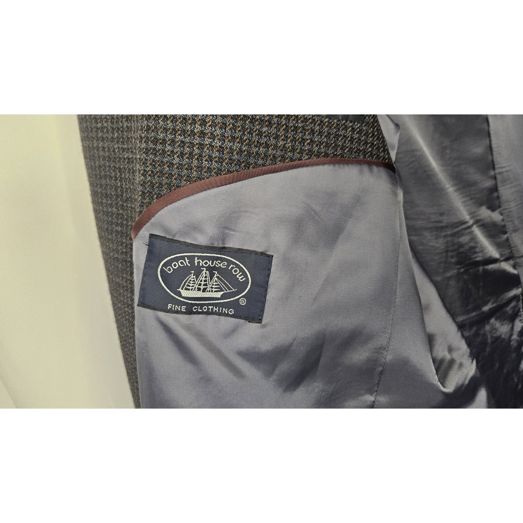Boat House Row Mens Suit Jacket Sport Coat Blazer Gray Two Button Lambswool 42R