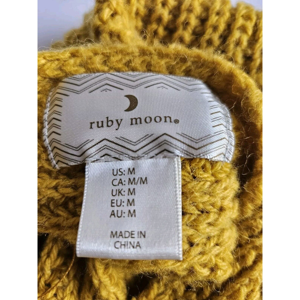 Ruby Moon Chunky Knit Open Back Wool Alpaca Sweater Sz MED Marigold/Mustard