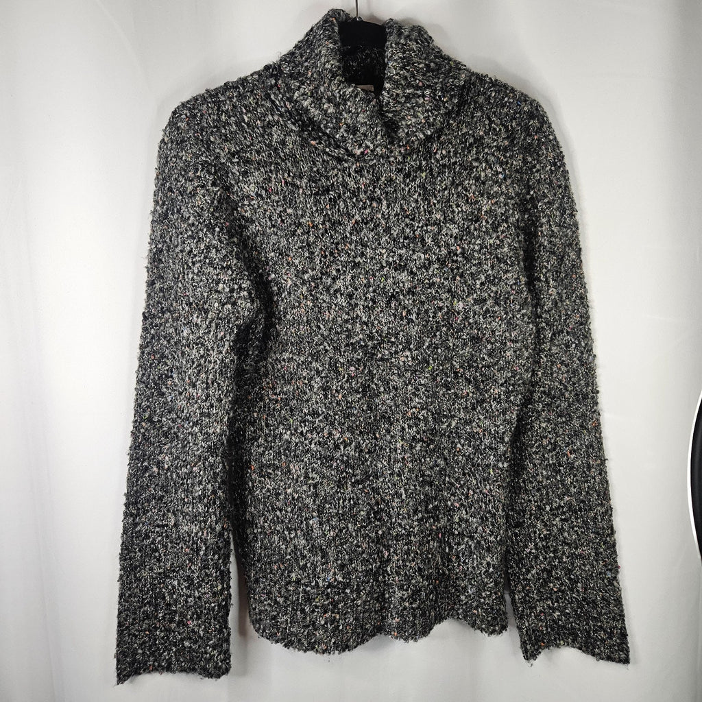 Vintage Chadwicks Sweaters Black White Marled Boucle Cowl Neck Sweater Womens L