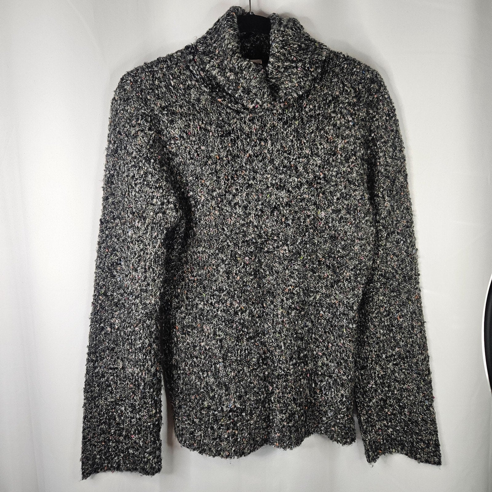 Vintage Chadwicks Sweaters Black White Marled Boucle Cowl Neck Sweater Womens L