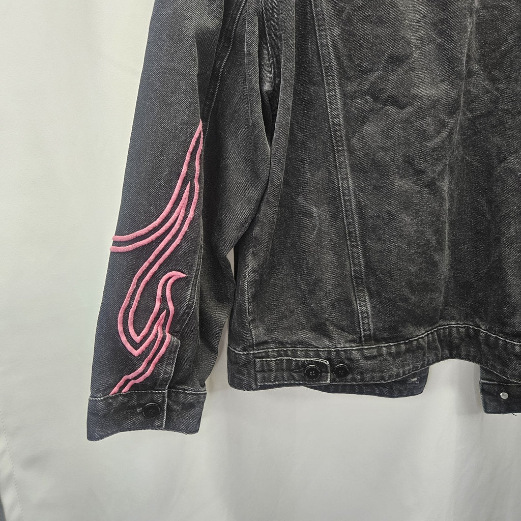 Homme Femme Rager Boy Colab Denim Jacket Black Pink Large Luxury Streetwear