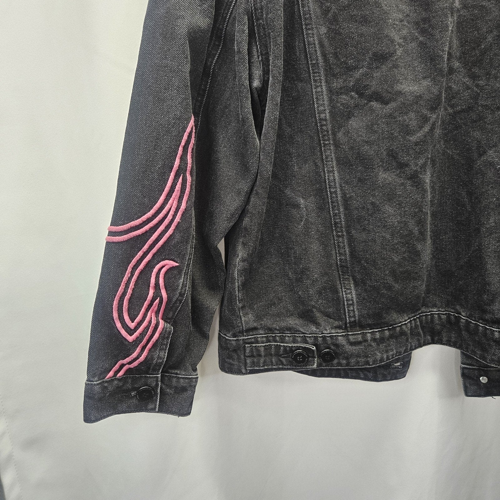 Homme Femme Rager Boy Colab Denim Jacket Black Pink Large Luxury Streetwear