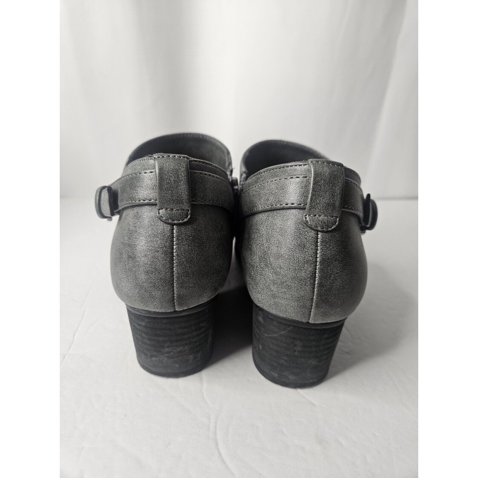 Soul By Naturalizer Campus Grey Leather Ankle Boots Women’s Size 10M Side Zip