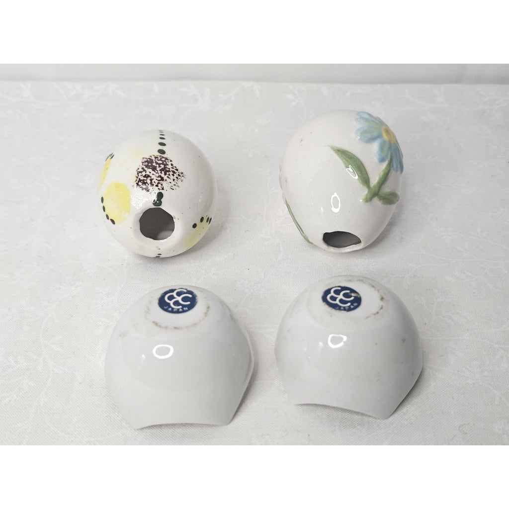 Vintage Painted Ceramic Eggs 2” Tall CCCC Colonial Candle Company 4 PC Set