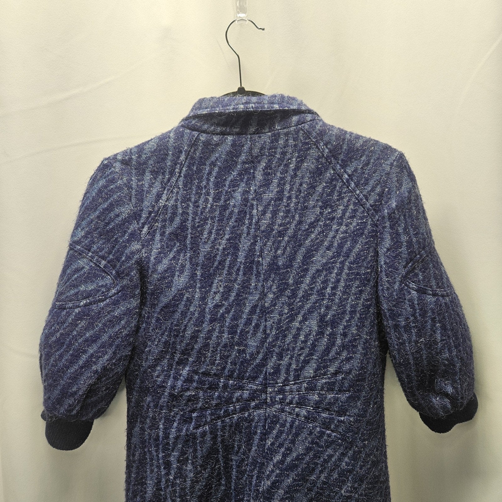 Vtg C. Luce Inc. Blue Gray Mohair/Wool Coat Jacket Womens Small Puff Sleeves