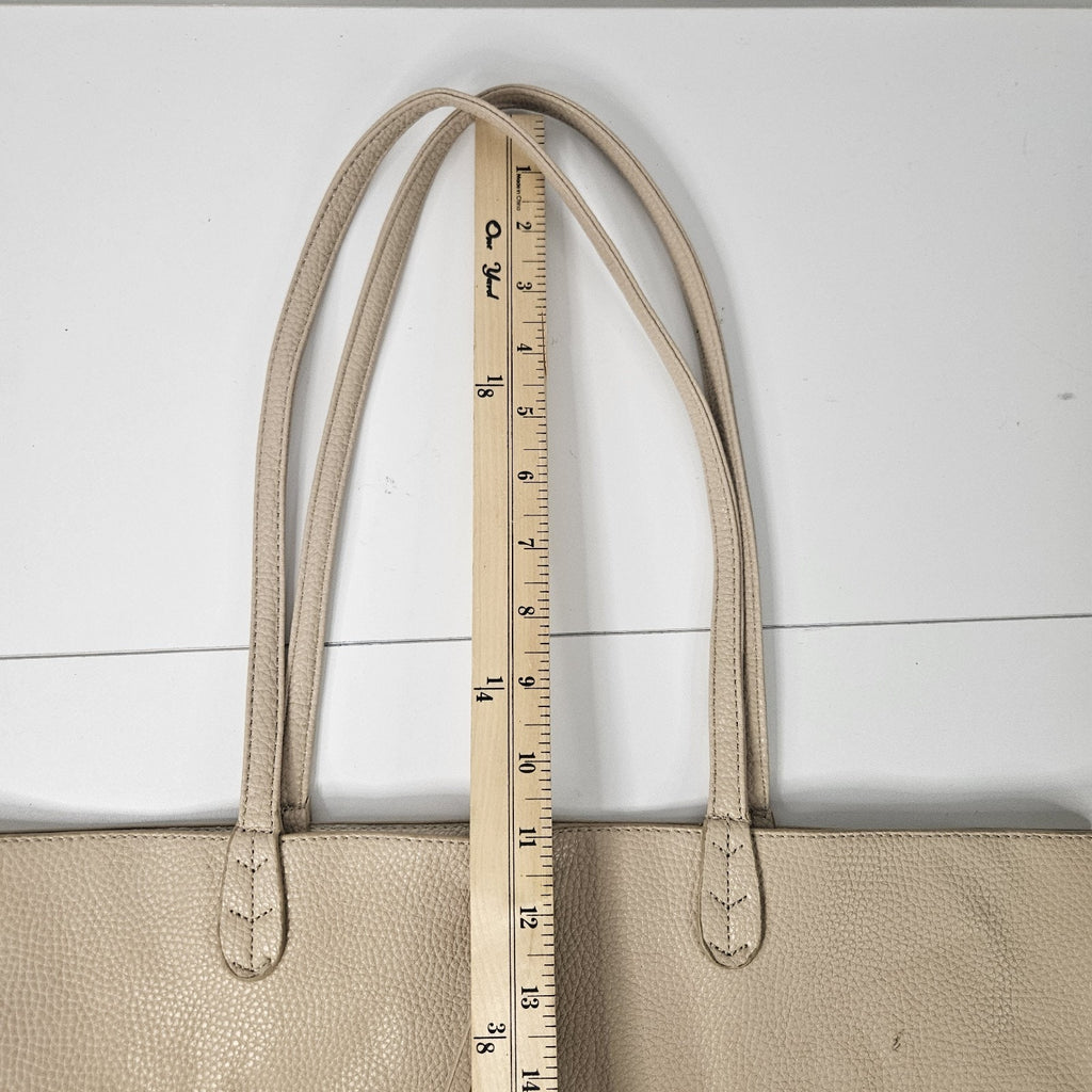 Y2K BCBG Paris Reversible Faux Leather Tote Laptop Bag Beige Goldtone Hardware