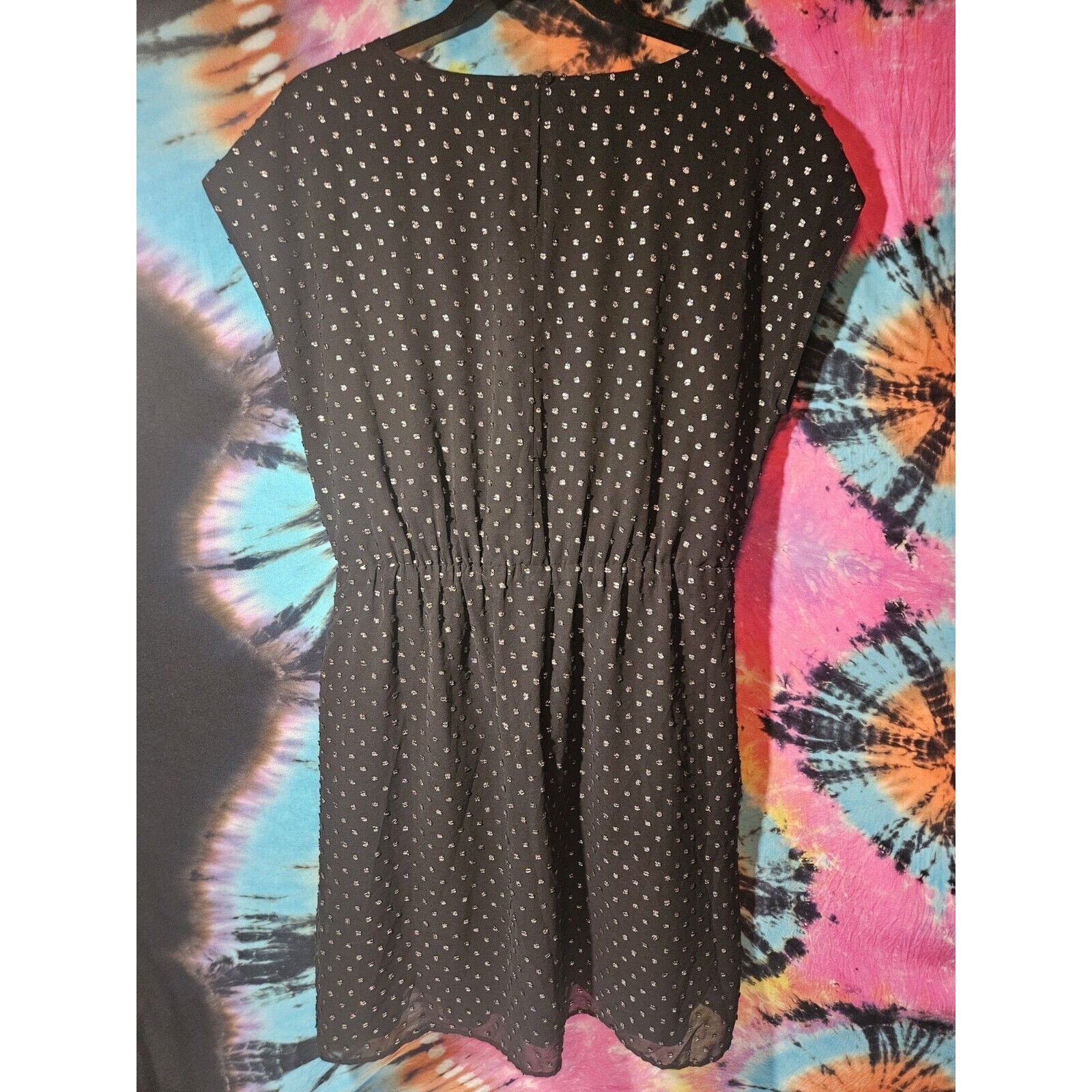 GAP Metallic Dot Skater Dress Size Medium Black/Silver