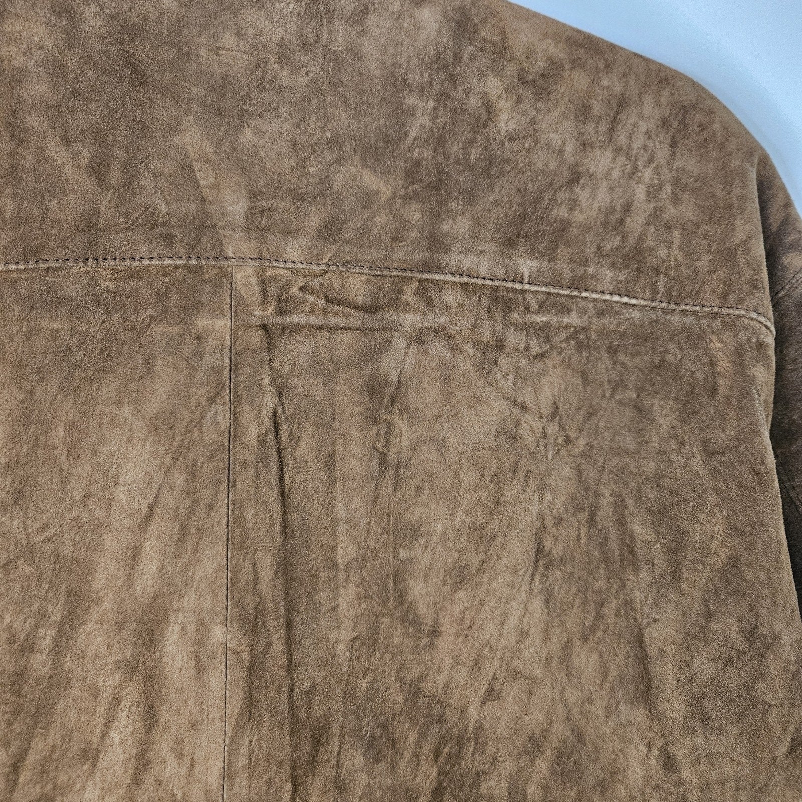 Vintage Leather Shirt Womens M Brown Pig Suede Button Up Shirt Jacket