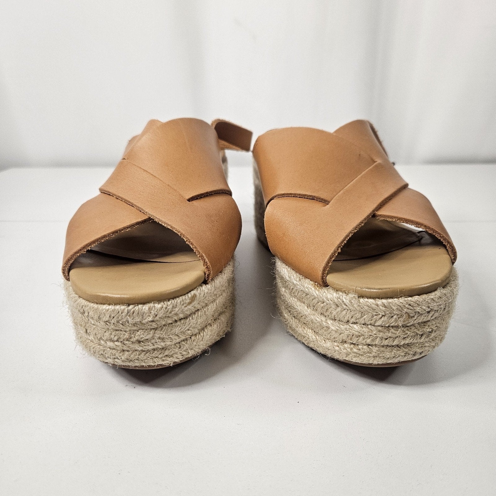 Soludos Women Shoes Leather Sandals Espadrille Wedge Tan Size 8 1820 Boho