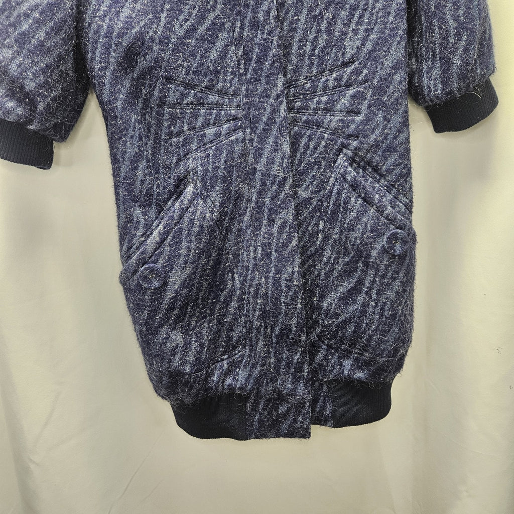 Vtg C. Luce Inc. Blue Gray Mohair/Wool Coat Jacket Womens Small Puff Sleeves