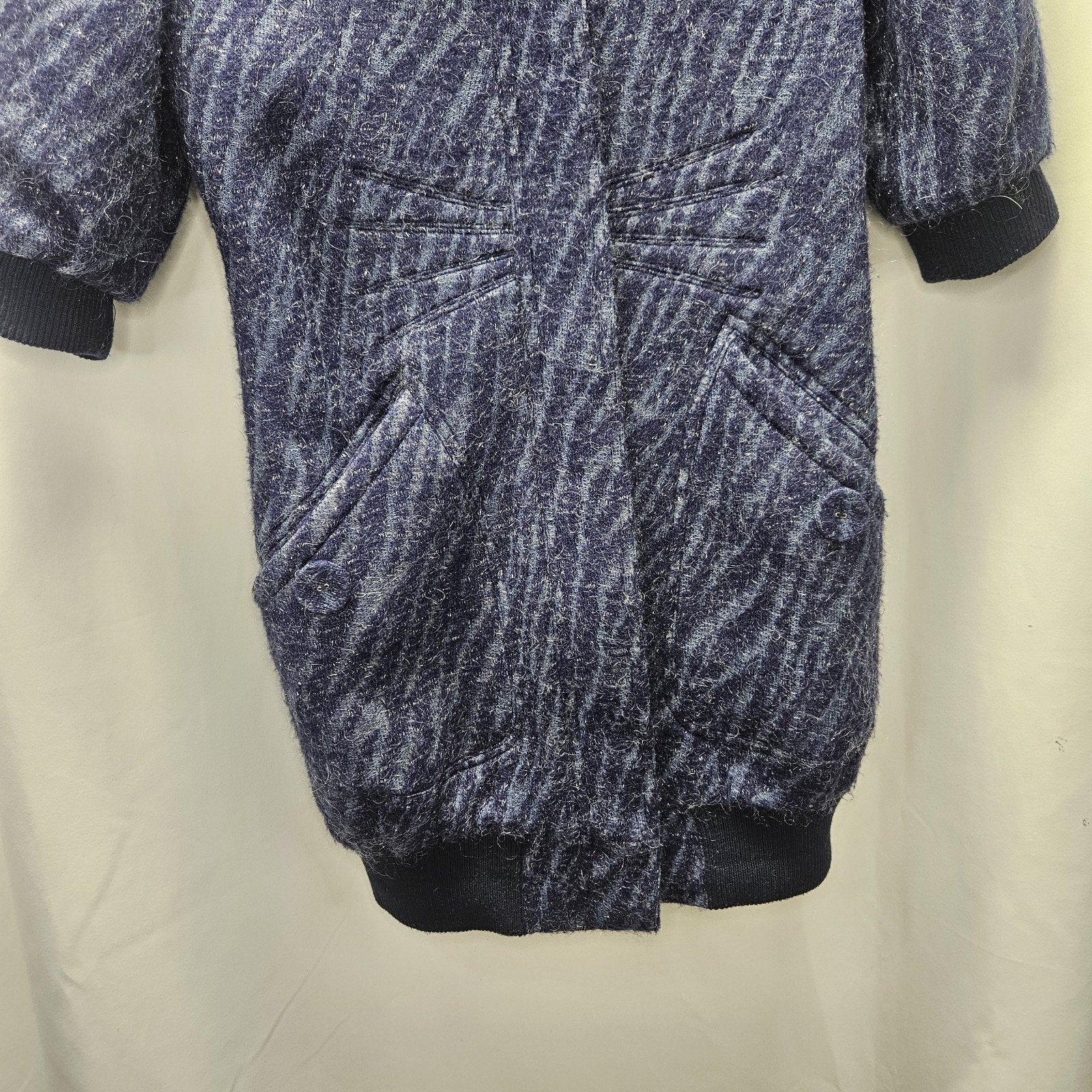 Vtg C. Luce Inc. Blue Gray Mohair/Wool Coat Jacket Womens Small Puff Sleeves