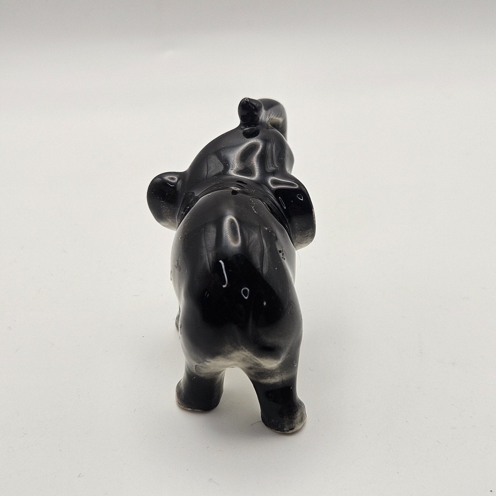 Vintage Ceramic Miniature ELEPHANT FIGURINE Trunk Up MADE IN JAPAN 2 3/4" Tall
