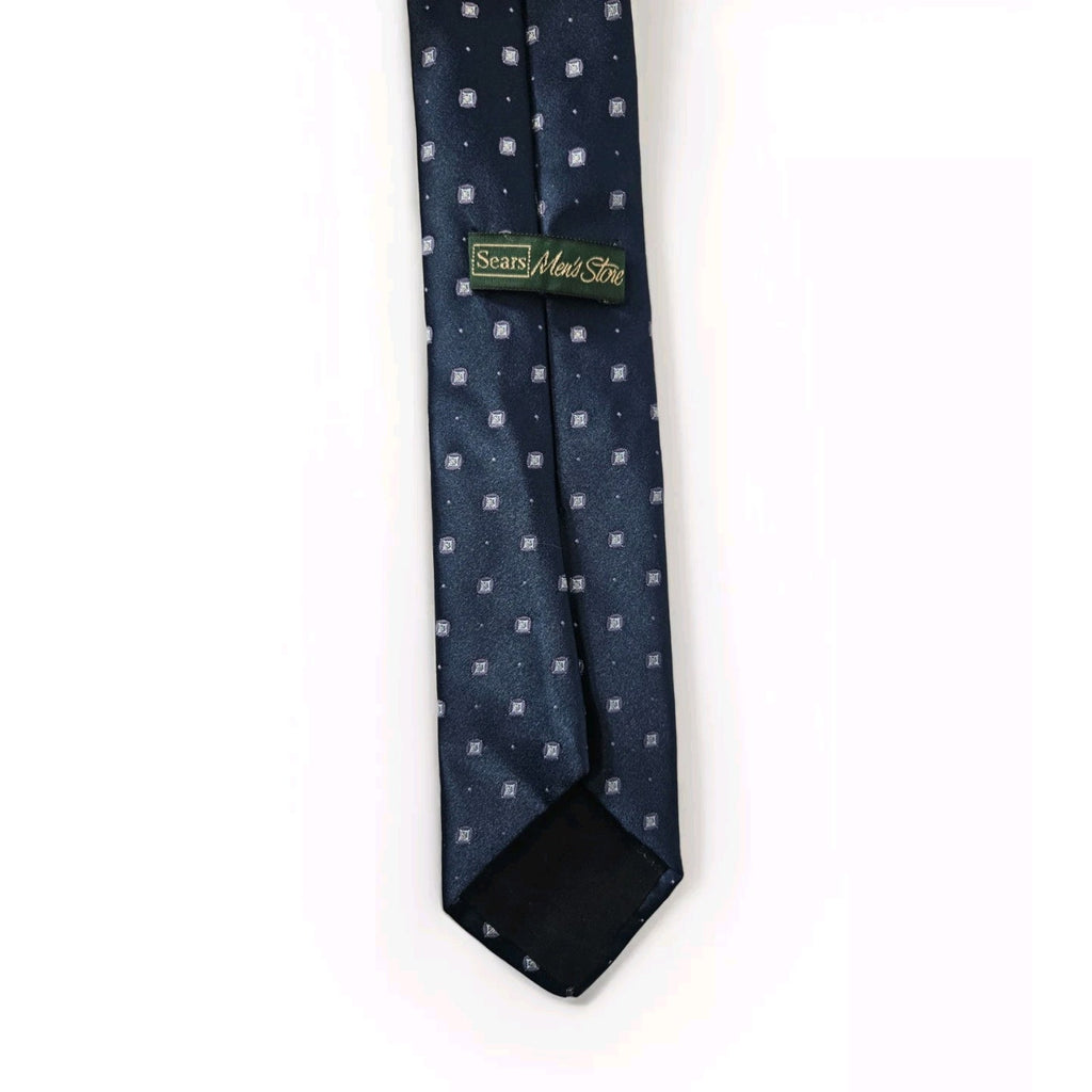 VINTAGE Sears The Men's Store Neck Tie Blue Polka Dots Polyester Men's
