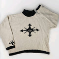 Marsh Landing Hand Knitted Wool Blend Sweater Snowflake Heavyweight Women's Med