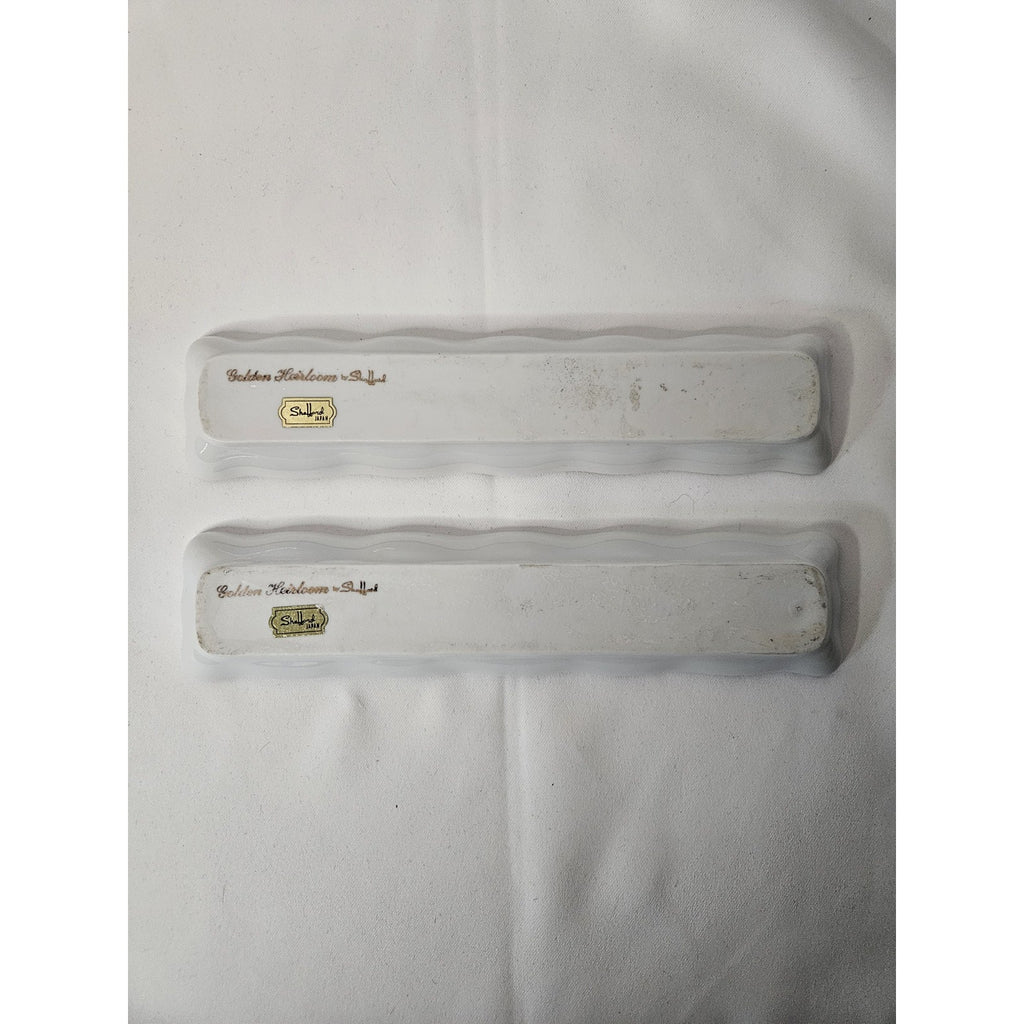 Vintage Mint Dish Pair Classic White Shafford Golden Heirloom Necklace Tray