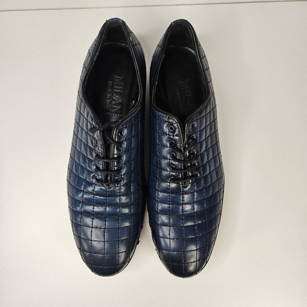 Marco Di Milano Quilted Calfskin Casual Sneakers Navy Unisex Mens EU 42 US 9