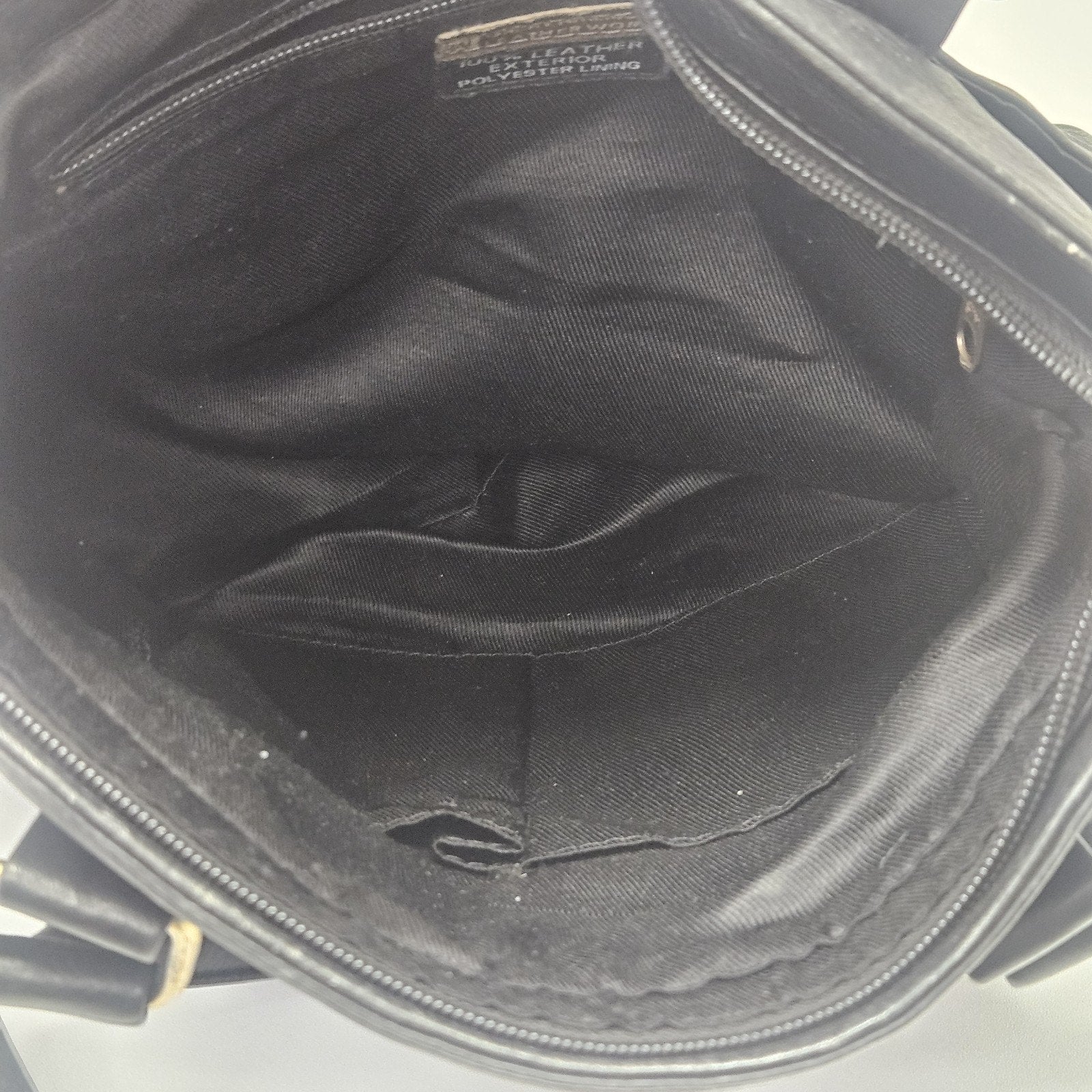 Vtg Y2K Black Soft Leather Crossbody Shoulder Bag Zipper Compartments Top Handle