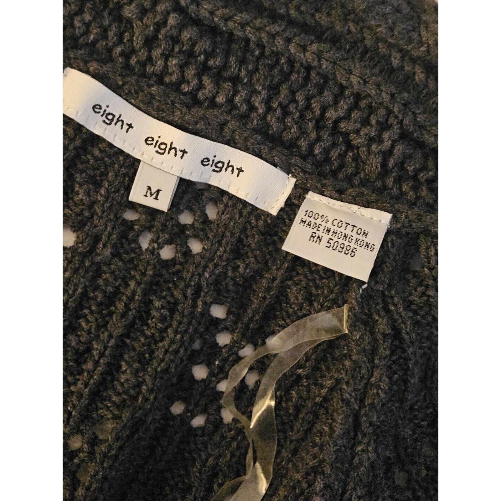 NWT Eight Eight Eight 100% Cotton Sweater Size Medium RN50986 Made In Hong Kong