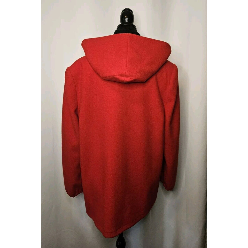 Authentic Mackintosh Vest Coat Wool Size 12 Vintage Made USA Hooded Red/Black