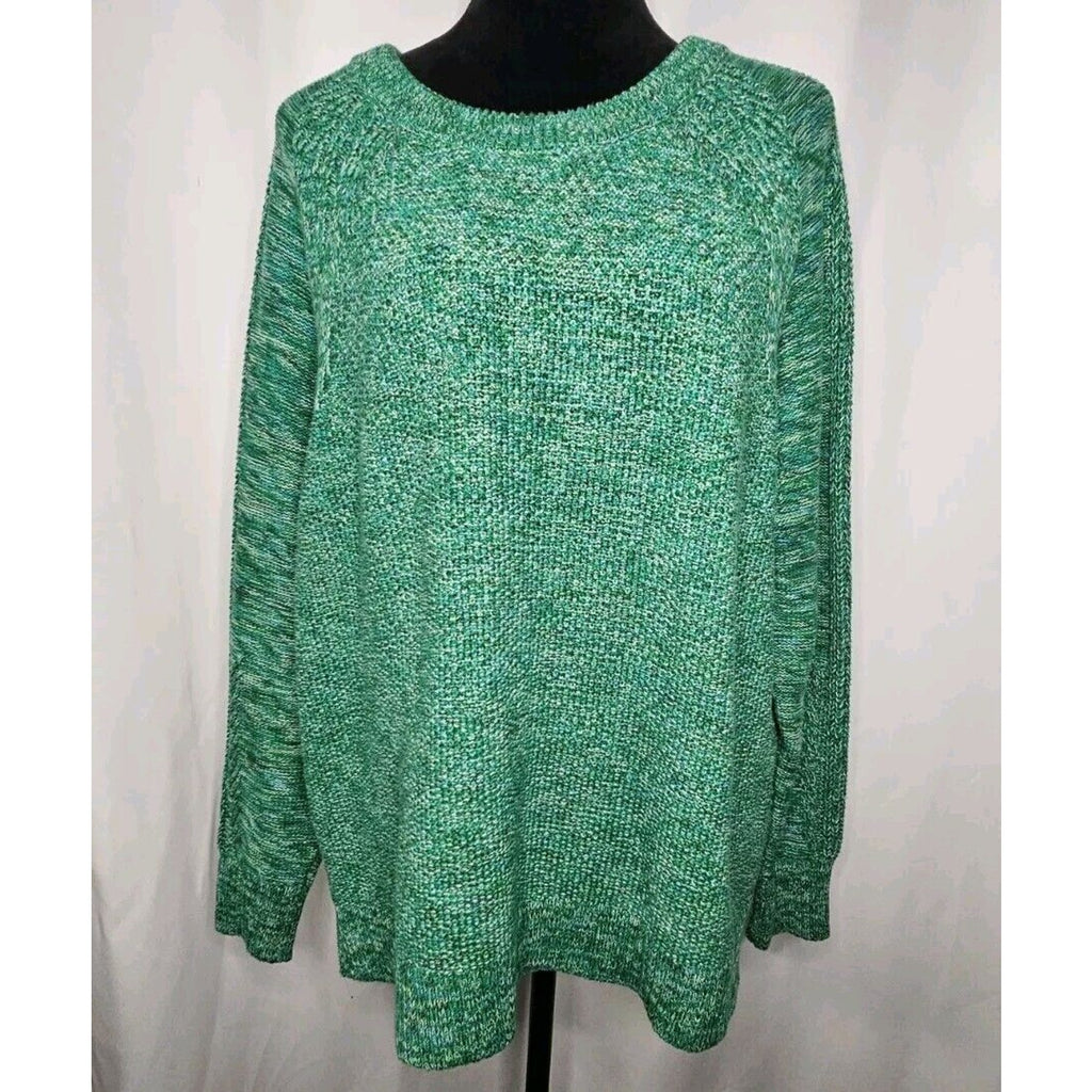 Gap Sweater Women’s XL Chunky Knit Green Crew Neck Pullover Sweater 100% Cotton