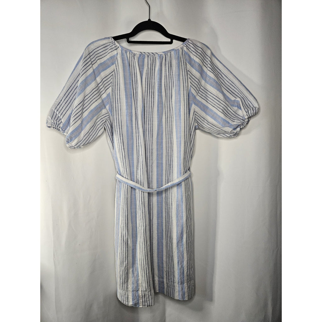 Free Assembly Womens Shirt Dress Puff Sleeve Blue/White Stripes Size Large XL