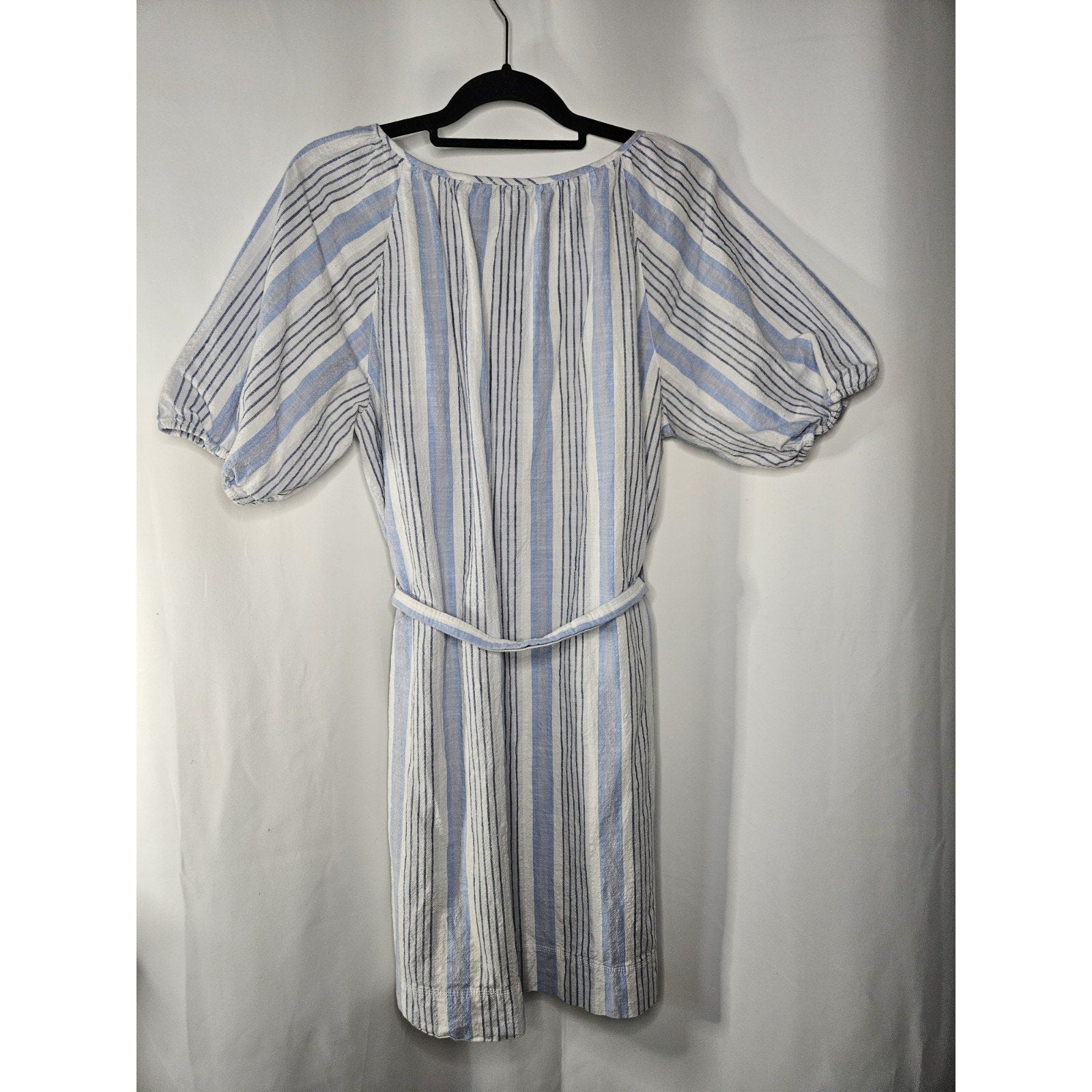 Free Assembly Womens Shirt Dress Puff Sleeve Blue/White Stripes Size Large XL