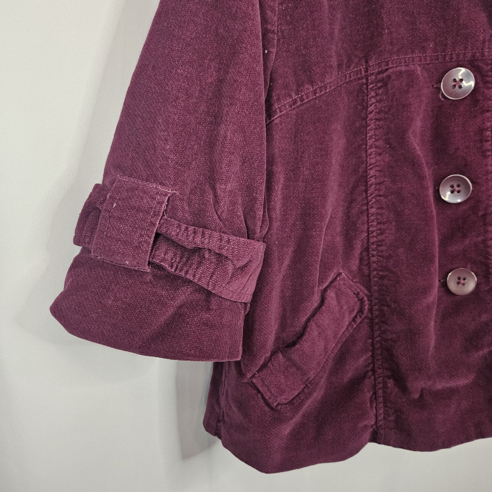Y2K Cropped Crushed Velveteen Jacket Purple Short Coat Large