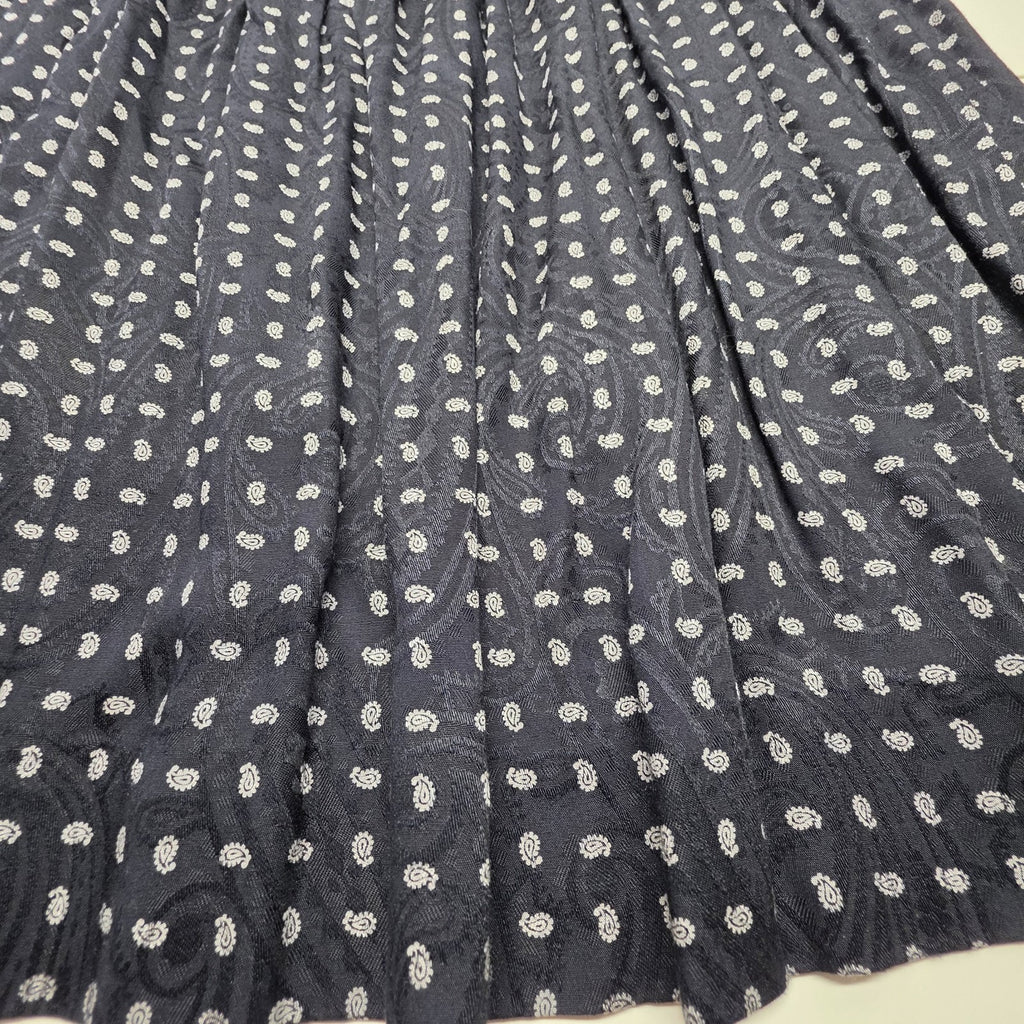 VTG 1980s J.G. Hook Black Silver Floral Paisley Pleated Skirt Sz 14 Made In USA