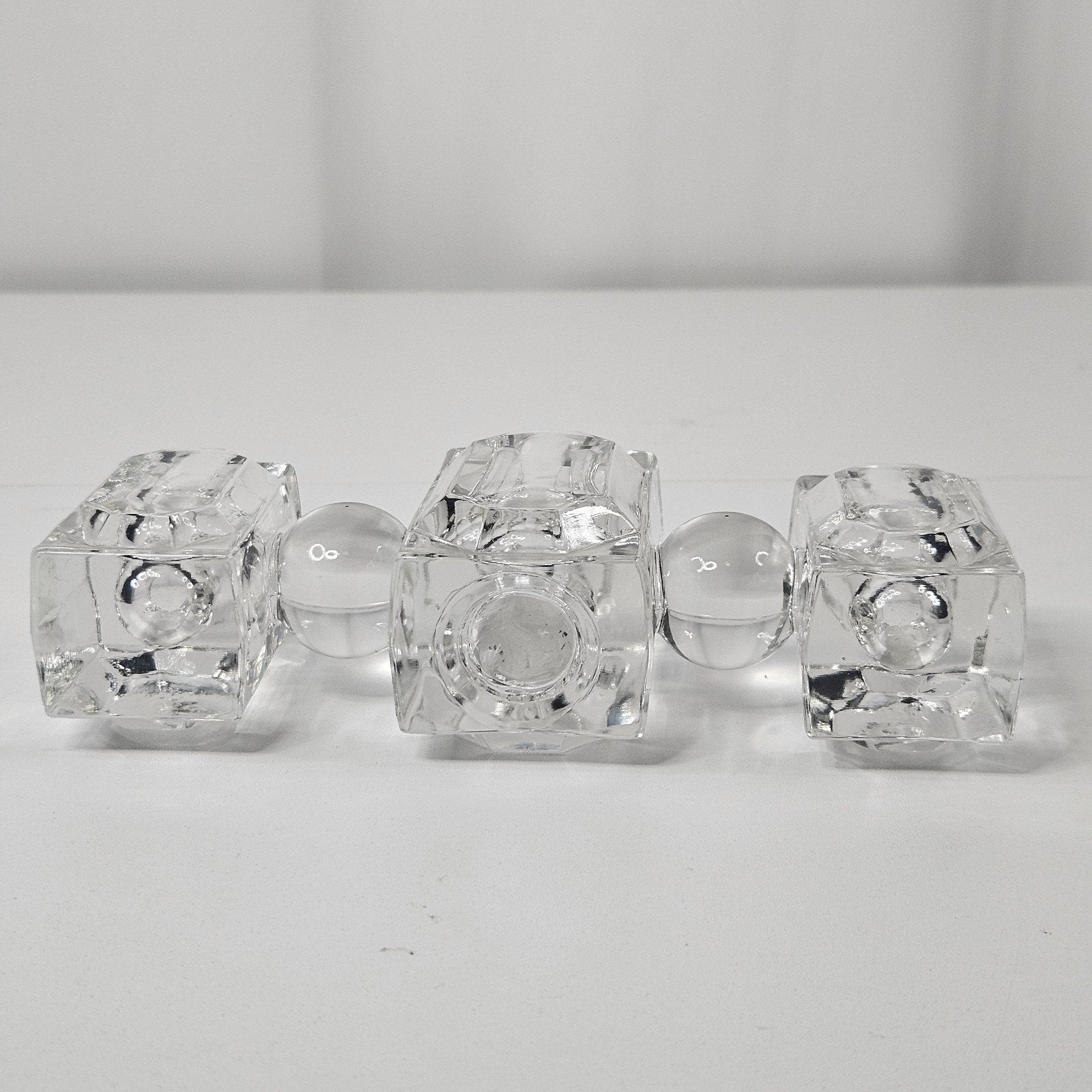 1940s Pitman Dreitzer Baguette ART DECO 3 Spot Candle Holder Glass Candelabra