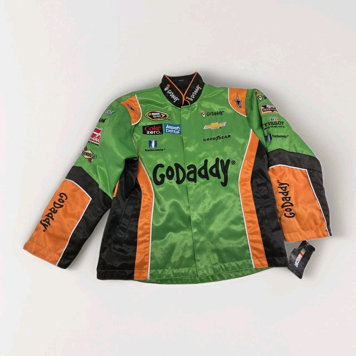 Vintage Go Daddy Nascar Racing Jacket Danica Patrick Kid SM Black Green Chase NWT
