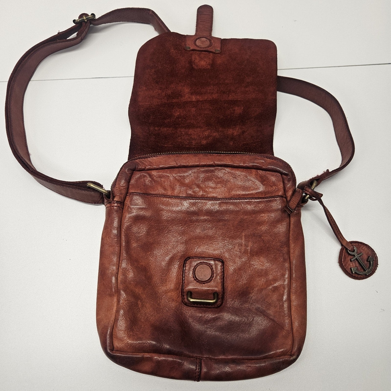 Harbour 2ND MARLIES Flap Rust Leather Crossbody Bag Purse