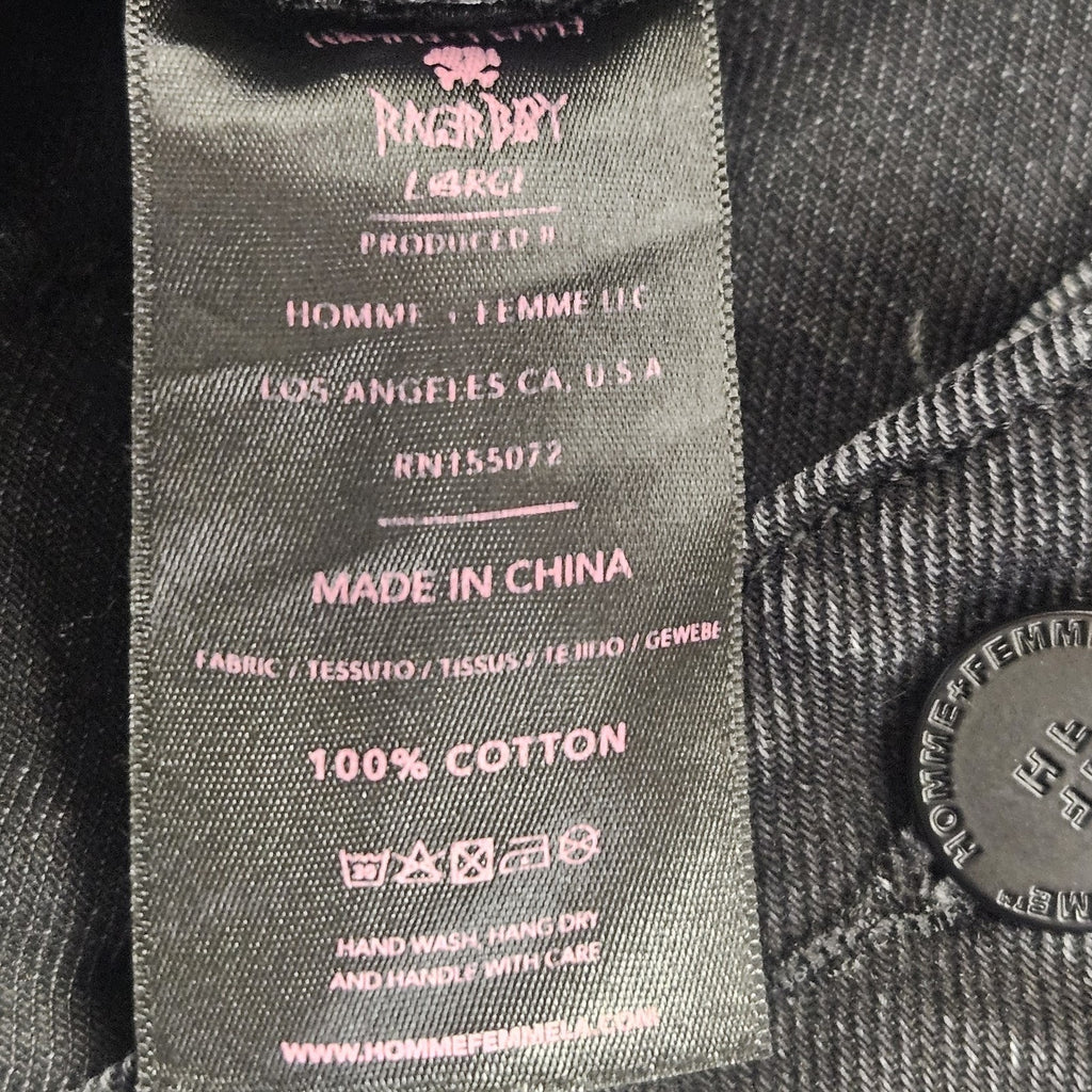 Homme Femme Rager Boy Colab Denim Jacket Black Pink Large Luxury Streetwear