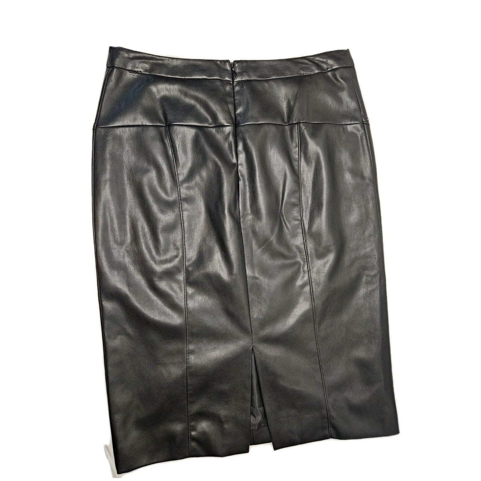 Vegan Leather Skirt Womens Size 8 Black Studded Goth Western Biker Pencil Midi