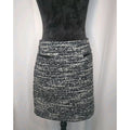 Ann Taylor Black White Wool Blend Skirt Faux Leather Pocket Trim Size 4P