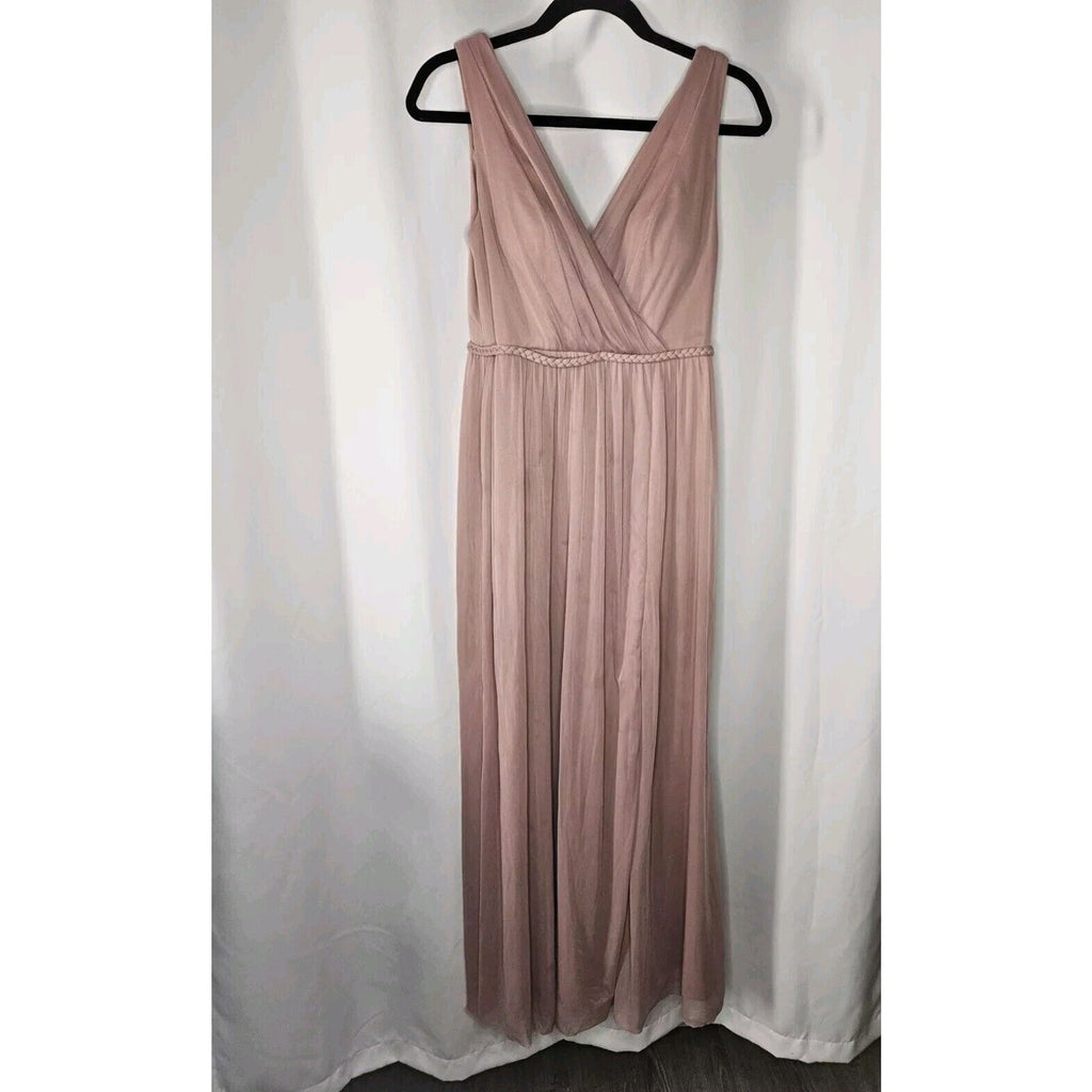 Azazie Womens Tanicia Bridesmaids Dress Pink Pleated Sleeveless Slit Zip Size A6