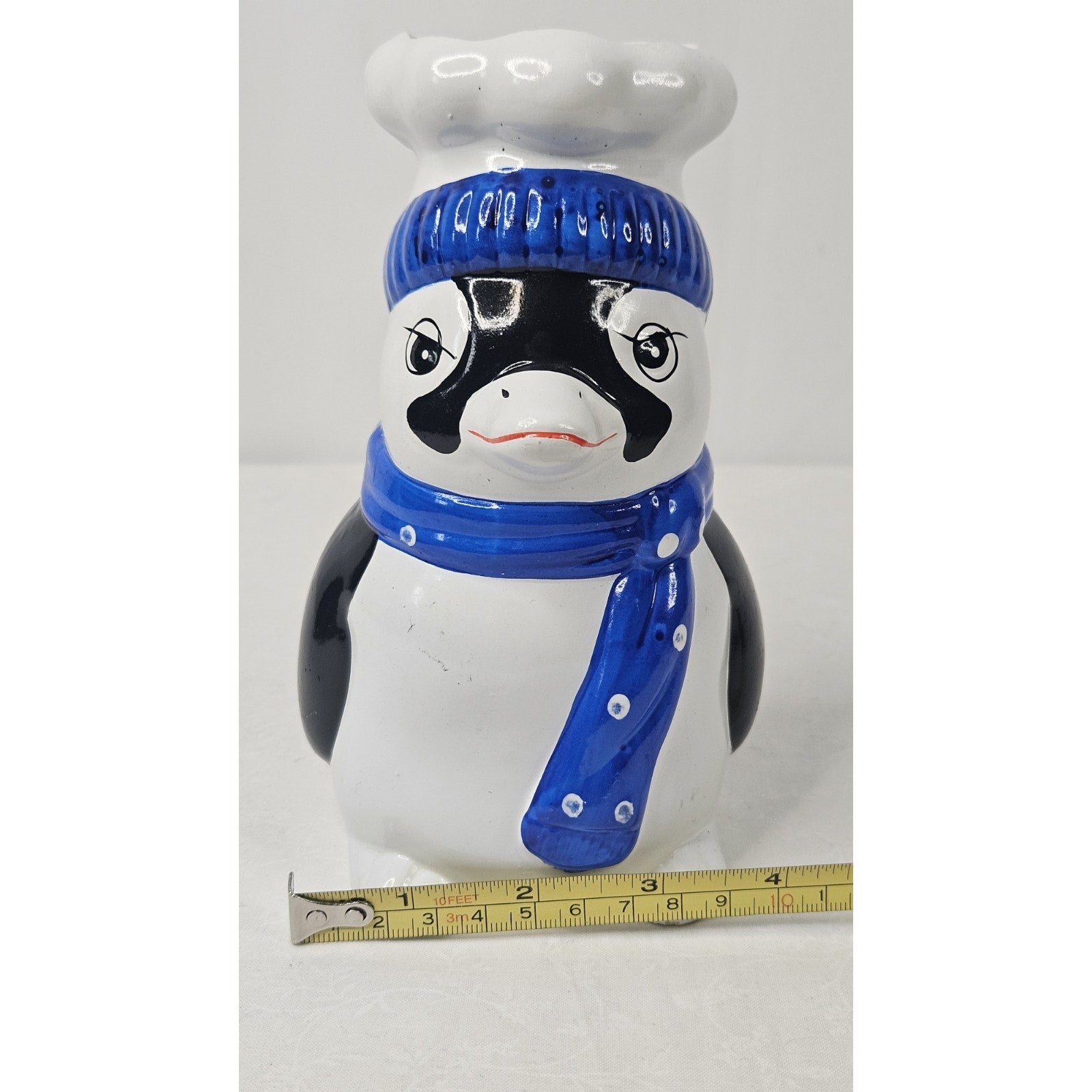 Retro Penguin with Chef Hat Vintage Penguin Ceramic Figurine Vase Winter Kitchen