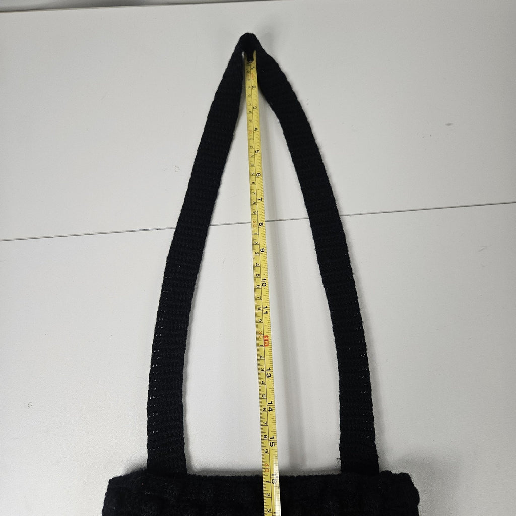 Handmade Crochet Mini Black Crossbody Shoulder Bag Coastal Y2K Whimsy Small