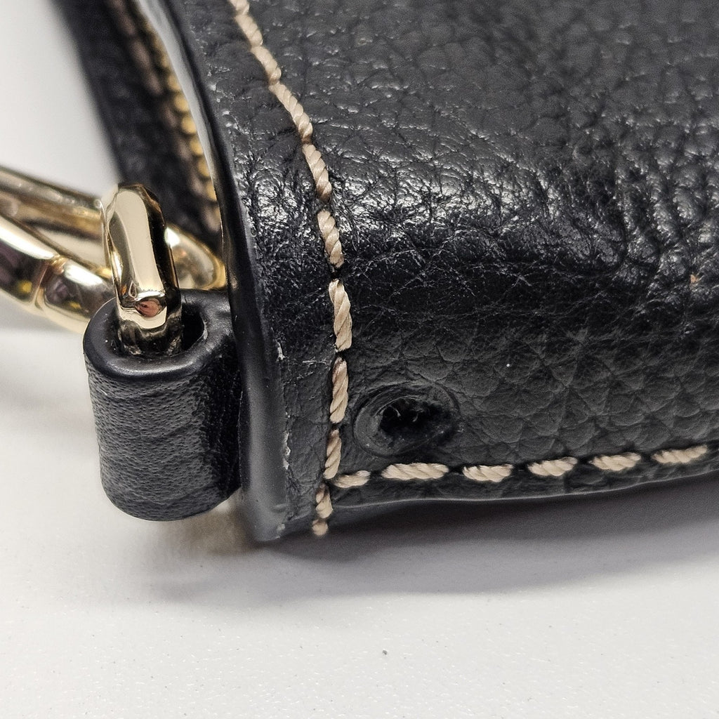 Kate Spade NY Leather Domed Crossbody Shoulder Handbag Purse Logo Classic Black