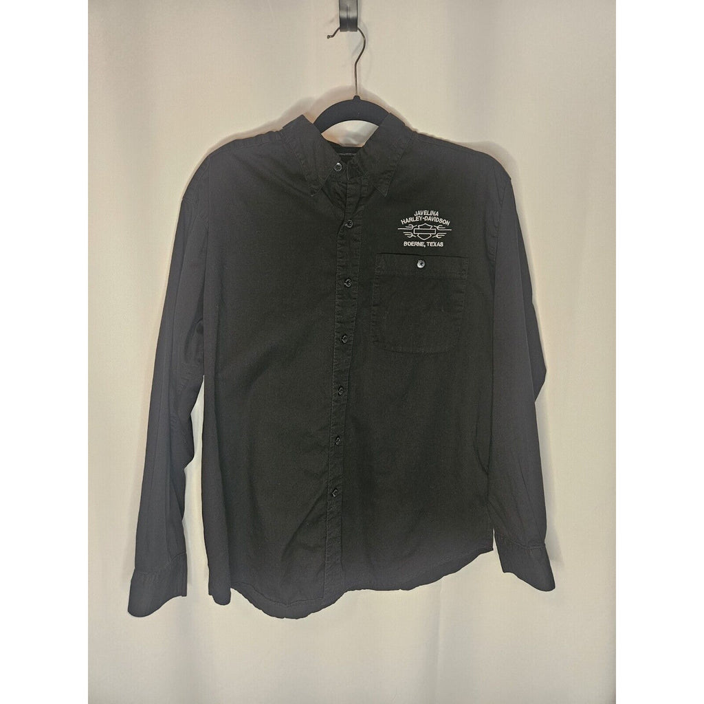 Harley Davidson Black Embroidered Long Sleeve Button Down Med Shirt Logo