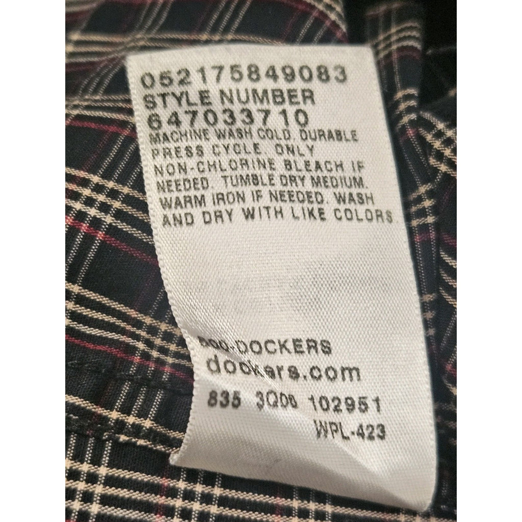 Dockers Premium Plaid Blue/White/Black Long Sleeve Button Up Shirt Large 16/16.5