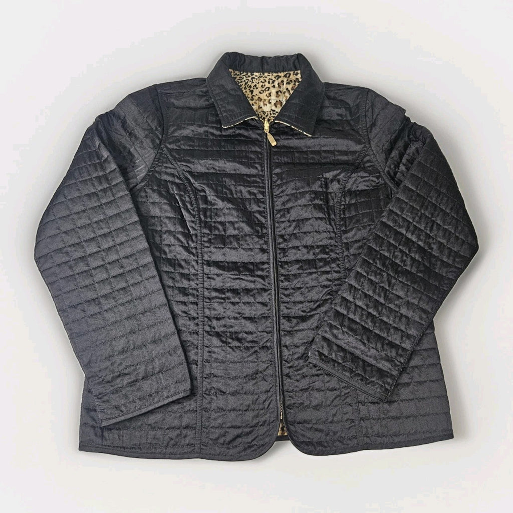 Reversible Jacket Leopard Print & Black Quilted Jacket Women’s Medium