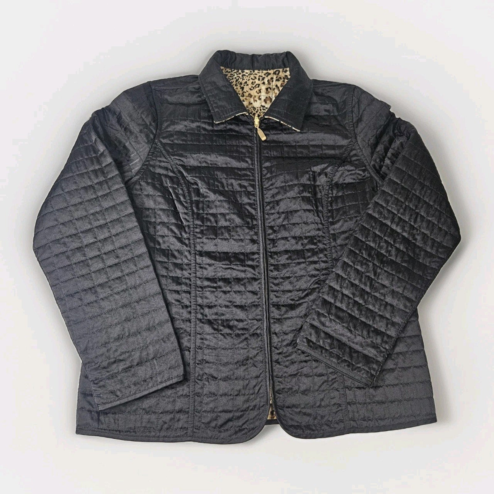 Reversible Jacket Leopard Print & Black Quilted Jacket Women’s Medium