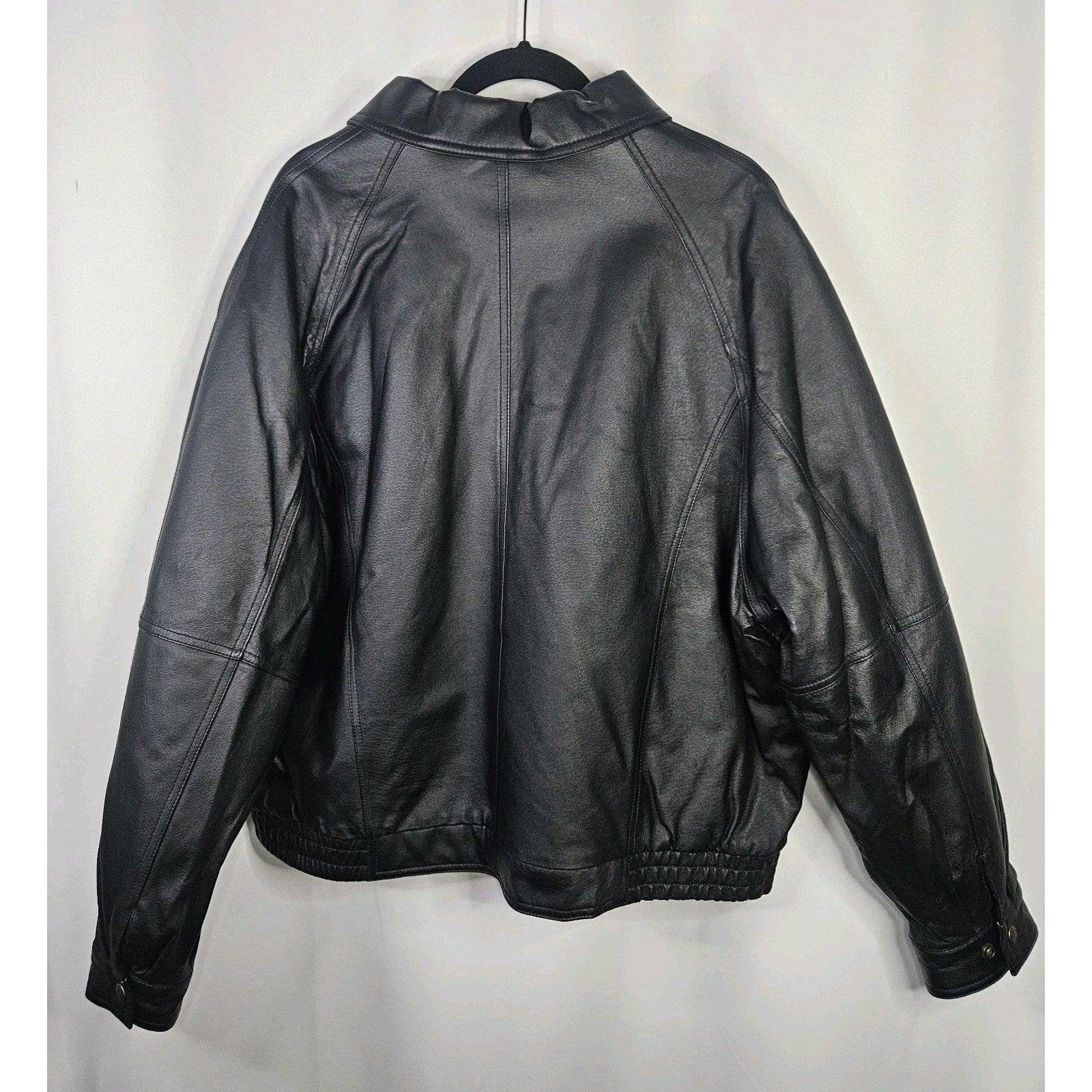 Vintage Outdoor Exchange Black Classic Leather Coat Biker Moto Jacket Men's XL