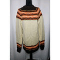 Vintage Handmade Fair Isle Design Mock Neck Knitted Sweater Dress Womens Large