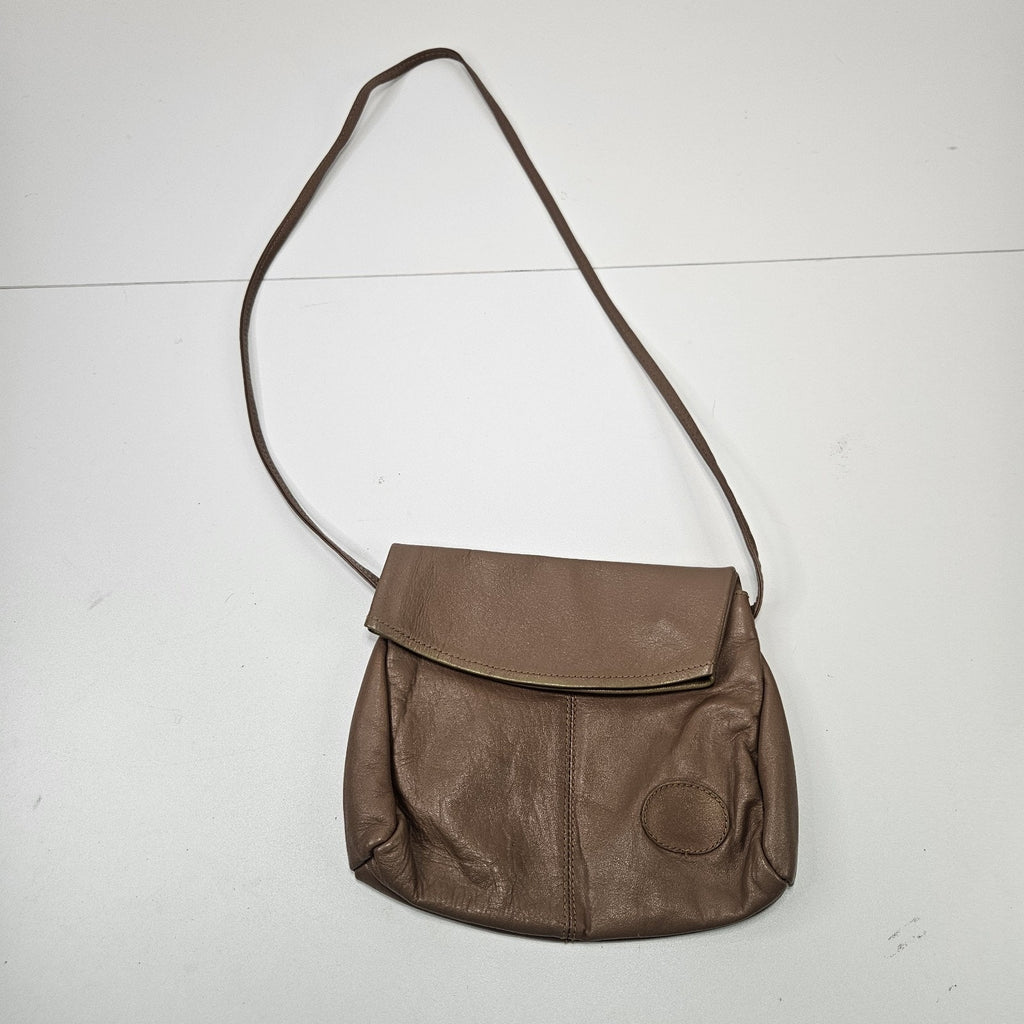 Vintage Small Leather Tan Mini Purse Flap Crossbody Strappy