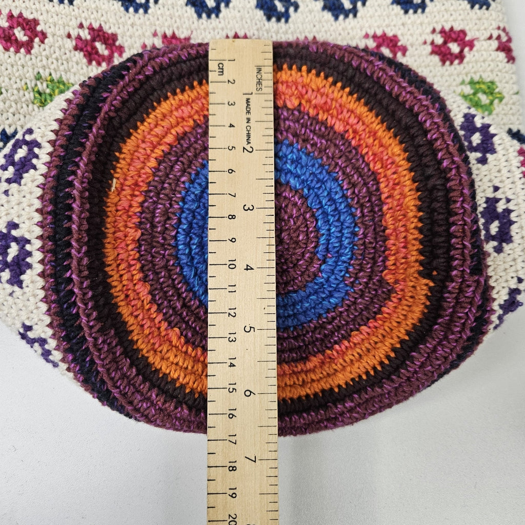 Guatemalan Zippered Crochet Knit Hobo Bag Multicolor Purse Boho Colorful